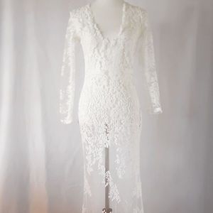 White,  all lace gown